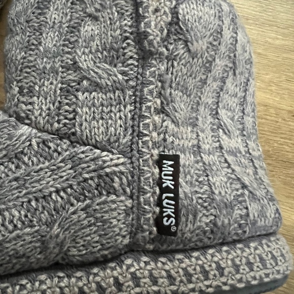 NWT MUK LUKS Leigh Cable Knit Women's Pull on Slipper Bootie Purple Sz L - Picture 9 of 12